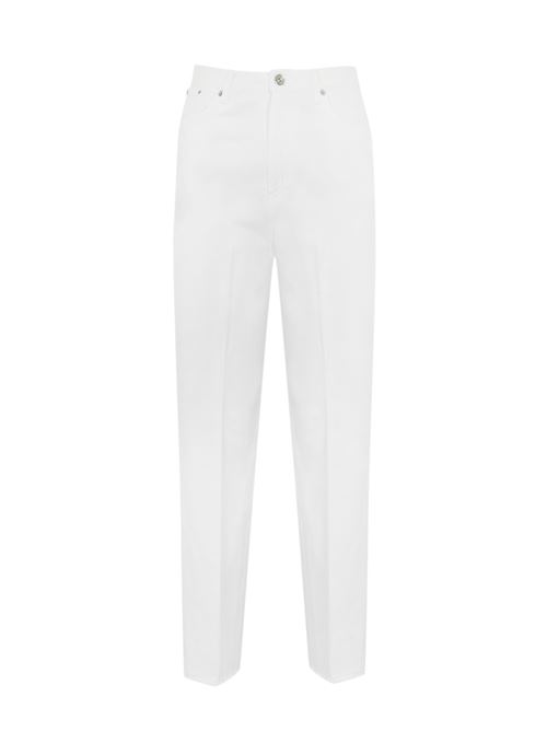 Pantalone Bessie loose in bull di cotone bianco DONDUP | DP784 BF0018 PTDW000